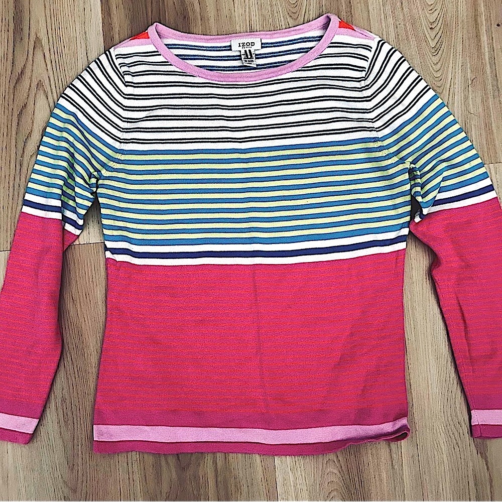 IZOD Striped Cotton Sweater/Women’s PM Multicolor Spring Colorful Preppy